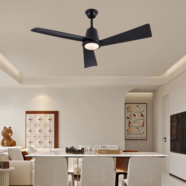 Moderne 42 inch plafondventilatorlamp met afstandsbediening, Tweewegs plafondventilatorlamp, Drie kleurtemperaturen (zwart)