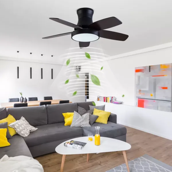 42 inch ventilatorkroonluchter-BT258 zwartbruin-driekleurig licht met frequentieomzetting en afstandsbediening