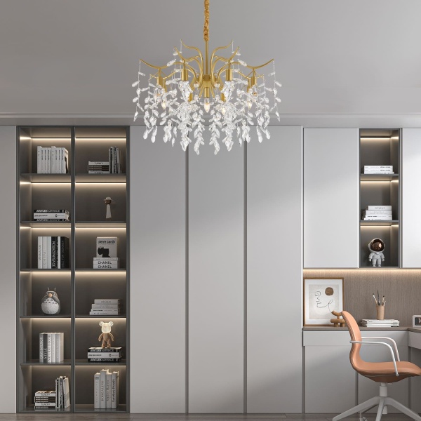 Kristallen plafondlamp, metalen kroonluchter, 12W, goud design, woonkamer, kroonluchter, luxe decoratie