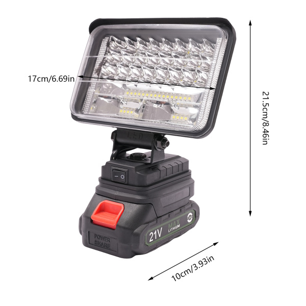 LED Werklamp, Draagbare LED Verlichting, Snoerloze LED Verlichting, Brandduur: Ongeveer 6 uur, 48W, Zwart LED Werklamp, Draagbare LED Verlichting, Snoerloze LED Verlichting, Brandduur: Ongeveer 6 uur, 48W, Zwart