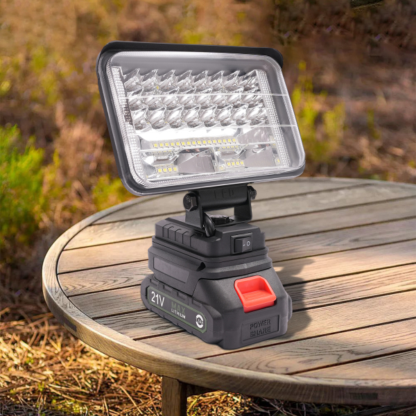 LED Werklamp, Draagbare LED Verlichting, Snoerloze LED Verlichting, Brandduur: Ongeveer 6 uur, 48W, Zwart
