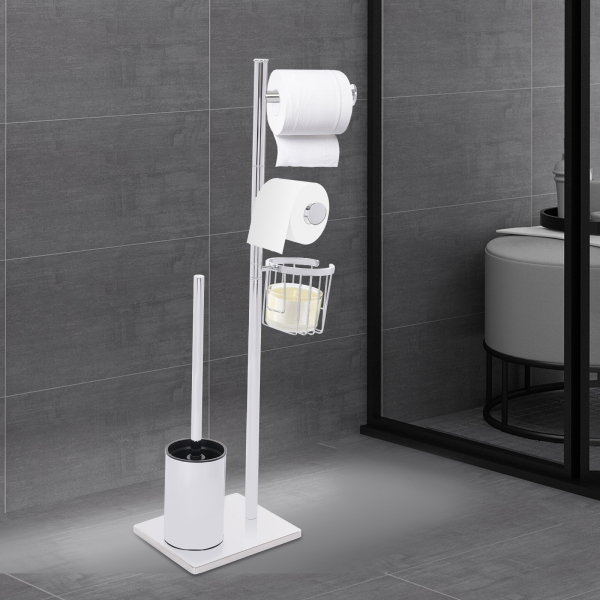 Toiletrolhouder, Chrome Toiletrolhouder, Toiletrolhouder met toiletborstel, Zilver