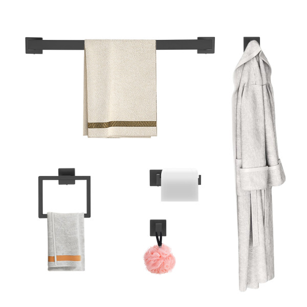 RVS Badkamer Handdoekhouder Set 20 Stuks 60cm Zwart