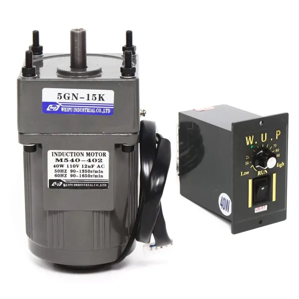 AC 220V elektrische reductiemotor 40W eenfasige asynchrone reductiemotor met snelheidsregelaar (15K), 9 RPM