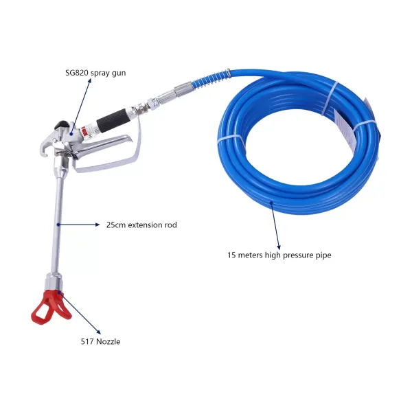 Airless verfspuitpistool en slangenset met 9,84 inch verlengstuk, inclusief 3300 PSI tipbeschermer