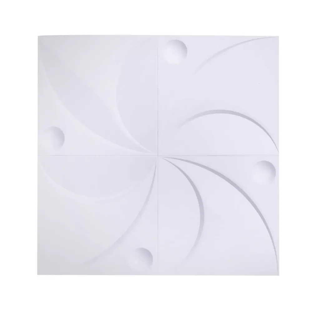 Set van 12 3D-wandpanelen 50 x 50 cm wit PVC voor slaapkamer woonkamer