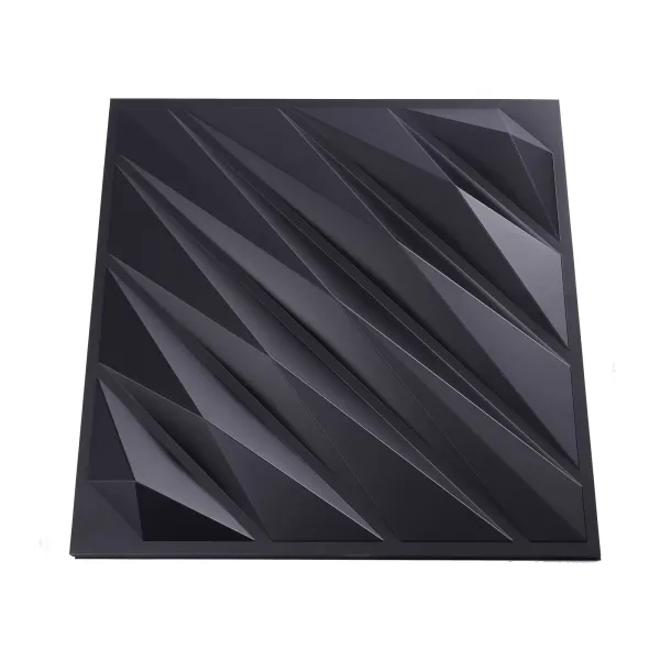 12 stuks 3D-wandpanelen 50 x 50 cm PVC waterdichte wandpanelen voor slaapkamer woonkamer matzwart