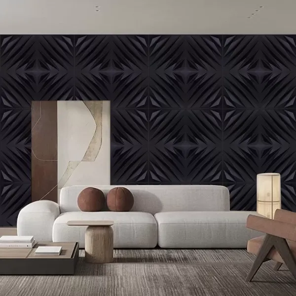 12 stuks 3D-wandpanelen 50 x 50 cm PVC waterdichte wandpanelen voor slaapkamer woonkamer matzwart