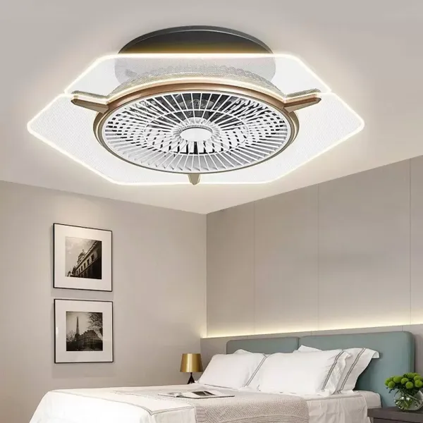 22'' plafondventilator met moderne lamp Verstelbare LED-plafondlamp 3 snelheden + afstandsbediening 46W