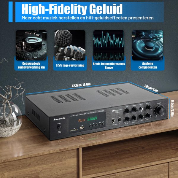 600W Mini HiFi Bluetooth-eindversterker - 4.2 FM/AM stereo digitale versterker - Audiokanaal