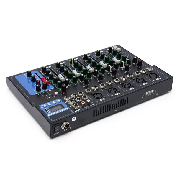 Bluetooth Audio Mixer 7 Kanaals USB DJ Sound 48V Phantom Mixing Console voor Gitaristen, Zangers of Producenten