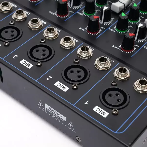 Bluetooth Audio Mixer 7 Kanaals USB DJ Sound 48V Phantom Mixing Console voor Gitaristen, Zangers of Producenten