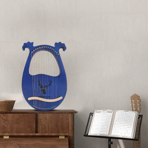 Lierharp - Mahonie stemsleutel - 16 snaren - Vintage stijl - Mahoniehout - Cadeau - Stemsleutel - Snaren