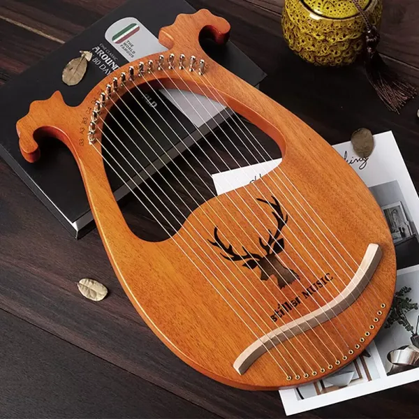 Harfe, Die Holz Leier 16 snaren met stemsleutel voor beginners, draagbaar muziekinstrument (houtkleur) Harfe, Die Holz Leier 16 snaren met stemsleutel voor beginners, draagbaar muziekinstrument (houtkleur)