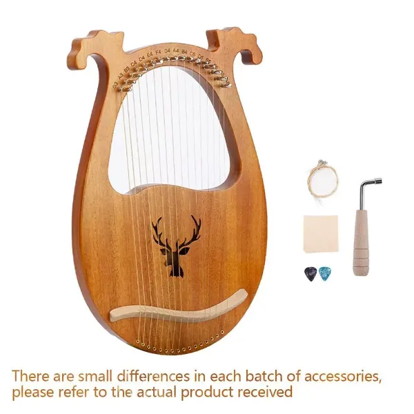 Harfe, Die Holz Leier 16 snaren met stemsleutel voor beginners, draagbaar muziekinstrument (houtkleur)