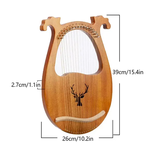 Harfe, Die Holz Leier 16 snaren met stemsleutel voor beginners, draagbaar muziekinstrument (houtkleur)