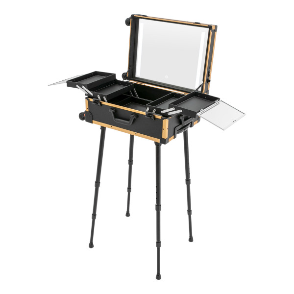 Professionele Make-up Case Reismake-up Case met LED-spiegel Zwart Geel