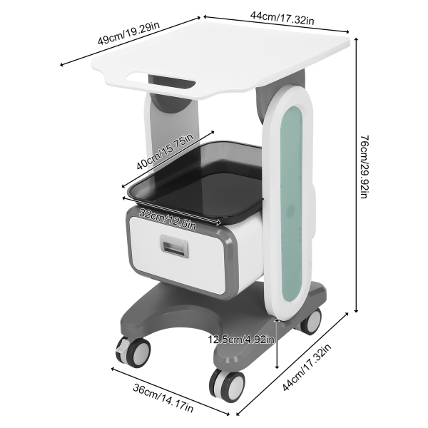 Medische kar met wielen, mobiele cosmetische instrumentenwagen, rollende gereedschapswagen 14,17 * 17,32 inch Medische kar met wielen, mobiele cosmetische instrumentenwagen, rollende gereedschapswagen 14,17 * 17,32 inch