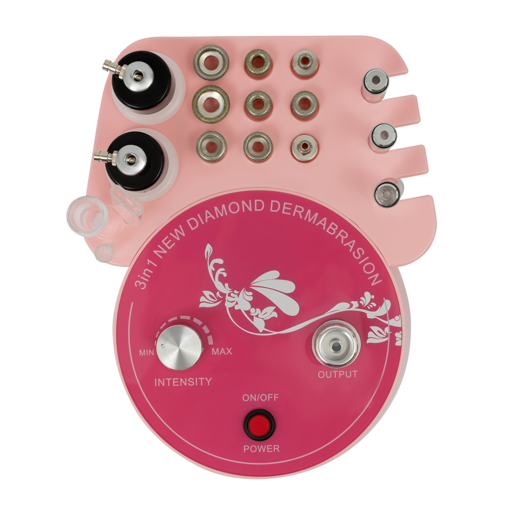 9,84*7,68*4,33in 3-in-1 Diamond Microdermabrasion Machine voor schoonheidssalons, gezondheidscentra, salons of thuisgebruik, roze