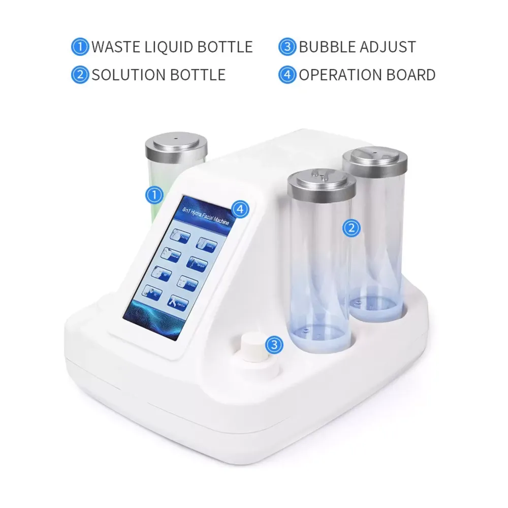 6 in 1 waterstofzuurstof schoonheidsmachine Hydrafacial-apparaat Hydro-microdermabrasie-reinigingsapparaat