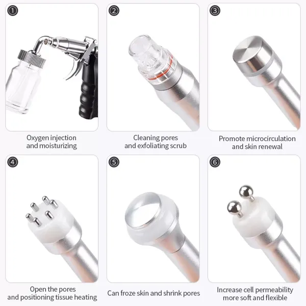 6 in 1 waterstofzuurstof schoonheidsmachine Hydrafacial-apparaat Hydro-microdermabrasie-reinigingsapparaat 6 in 1 waterstofzuurstof schoonheidsmachine Hydrafacial-apparaat Hydro-microdermabrasie-reinigingsapparaat