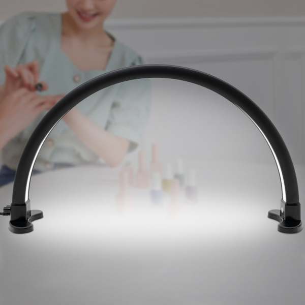 Halve maan nagel bureaulamp 45W 2700-5600K driekleurige LED voor wimperextensions schoonheidsspecialist huidschoonheid (zwart)
