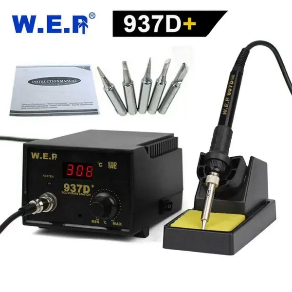 937D + Rework Soldeerbout Desolderen Soldeerstation Lassen 60W ESD LED Digitale Verstelbare Hete Lucht Soldeerkit