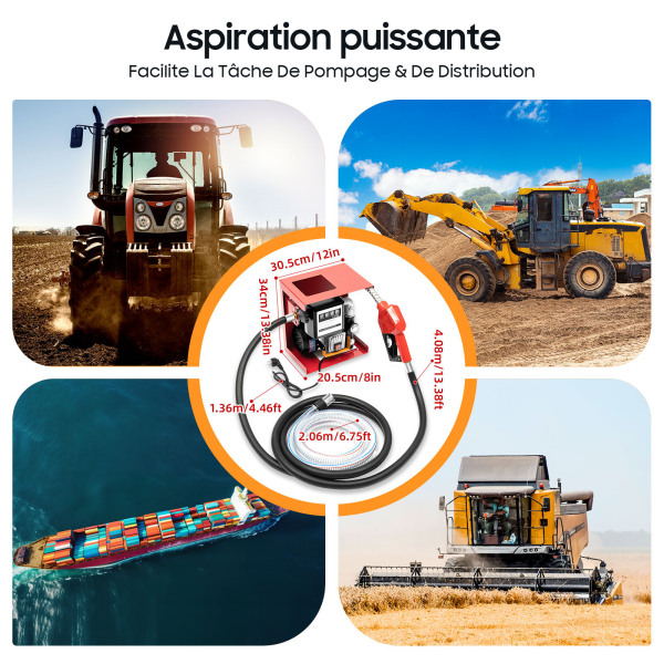 Stookoliepomp, zelfaanzuigende elektrische dieselpomp 550 W 60 L 3600 l/u Stookoliepomp, zelfaanzuigende elektrische dieselpomp 550 W 60 L 3600 l/u