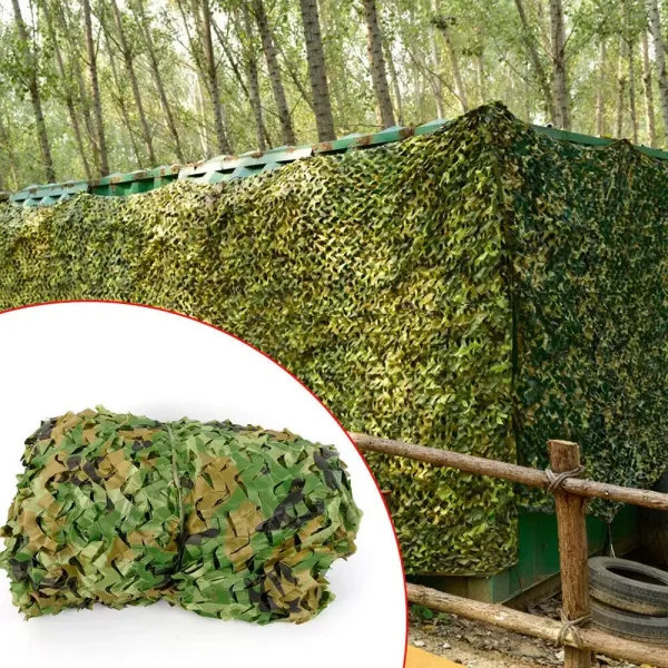 Camouflagenetten voor decoratie, zonwering, jacht, kamperen, buiten, militair, kamperen, tuindecoratie, 6x4m, groen