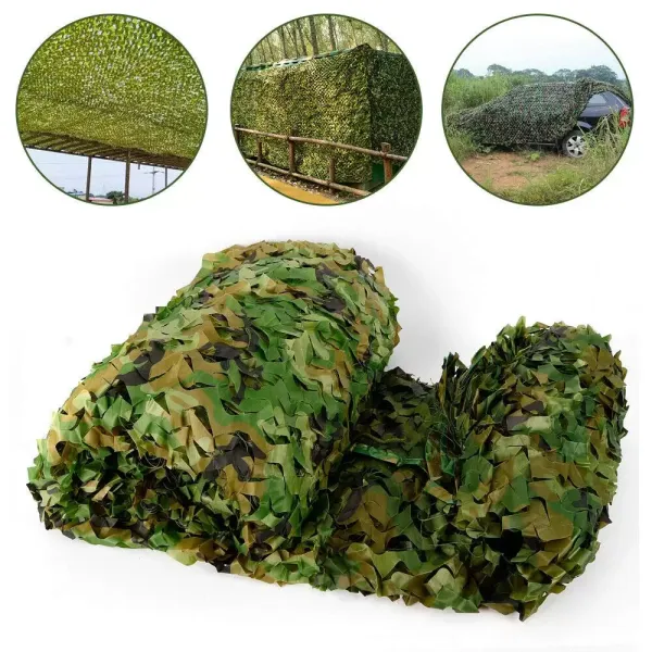 Camouflagenetten voor decoratie, zonwering, jacht, kamperen, buiten, militair, kamperen, tuindecoratie, 6x4m, groen
