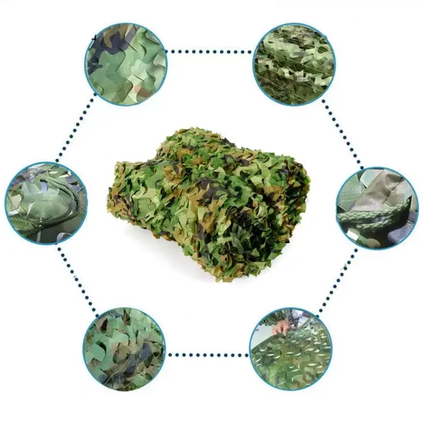 Camouflagenetten voor decoratie, zonwering, jacht, kamperen, buiten, militair, kamperen, tuindecoratie, 6x4m, groen
