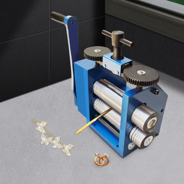 3 inch blauwe handmatige gouden en zilveren sieradenpersmachine (kan op halfronde vierkante lijnen drukken)