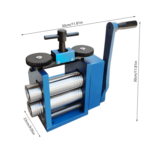 3 inch blauwe handmatige gouden en zilveren sieradenpersmachine (kan op halfronde vierkante lijnen drukken)