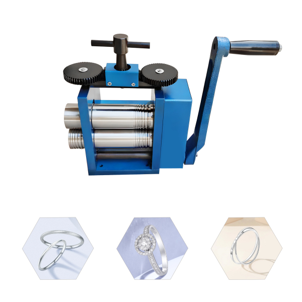 3 inch blauwe handmatige gouden en zilveren sieradenpersmachine (kan op halfronde vierkante lijnen drukken)