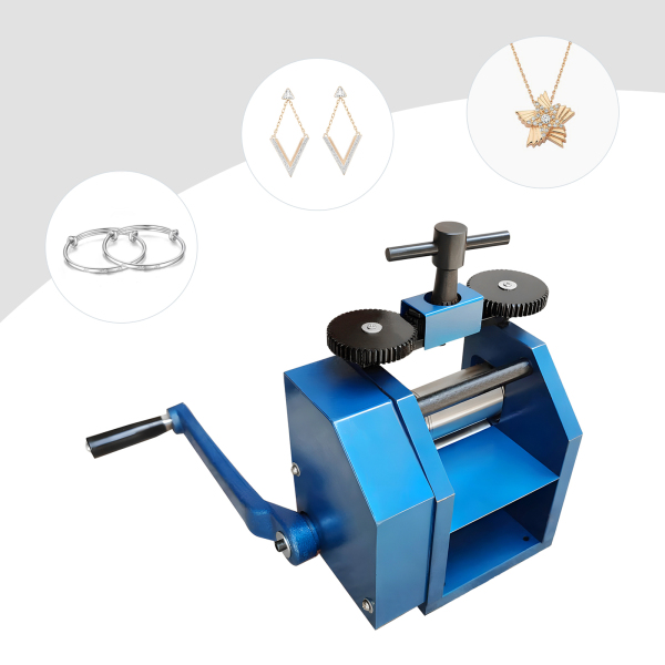 3 inch blauwe handmatige gouden en zilveren sieradenpersmachine (kan op halfronde vierkante lijnen drukken)
