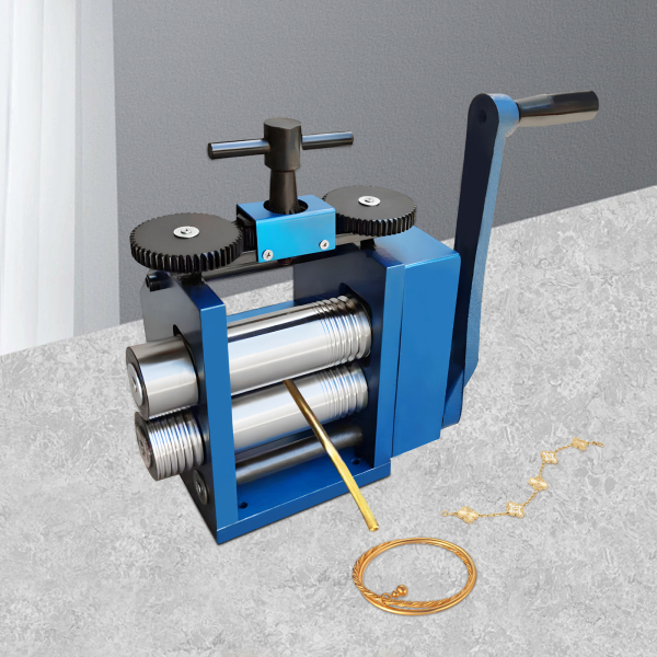 3 inch blauwe handmatige gouden en zilveren sieradenpersmachine (kan op halfronde vierkante lijnen drukken)