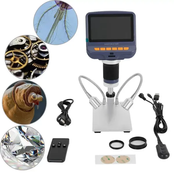 Digitale LCD-microscoop - AD106 HDMI - Digitale microscoop met 8 ingebouwde LED's + 2 LED-lampjes - USB 300 Digitale LCD-microscoop - AD106 HDMI - Digitale microscoop met 8 ingebouwde LED's + 2 LED-lampjes - USB 300
