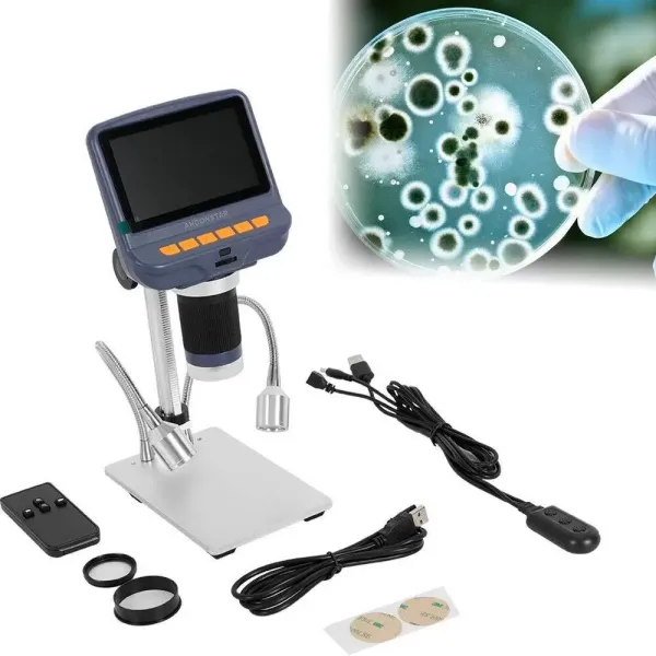 Digitale LCD-microscoop - AD106 HDMI - Digitale microscoop met 8 ingebouwde LED's + 2 LED-lampjes - USB 300