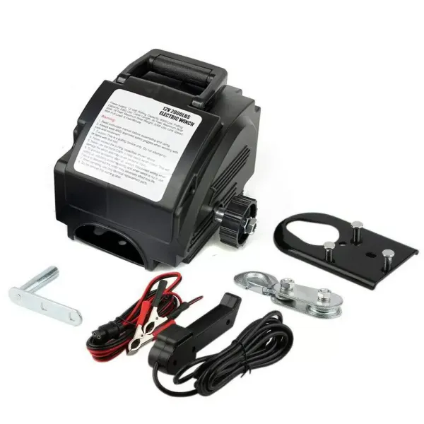 Elektrische lier - afstandsbediening - 12 V - 2000 lbs Elektrische lier Lier voor hijsen
