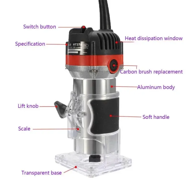 220 V 800 W 30000 RPM 1/4 "Router Freesmachine Hout Router Rand Trimmen Router Palm Trimmer