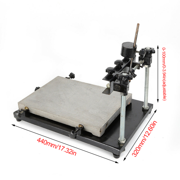 44 x 32 cm handmatige stencildrukmachine, stencilprinterhoogte 0-120 mm