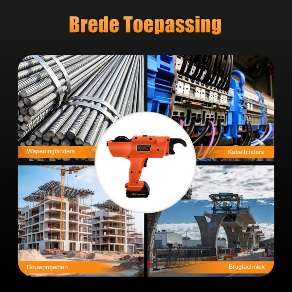Elektrische bindmachine 8-34 mm Automatische draagbare elektrische bindmachine Legerapparaat Bindgereedschap (oranje)