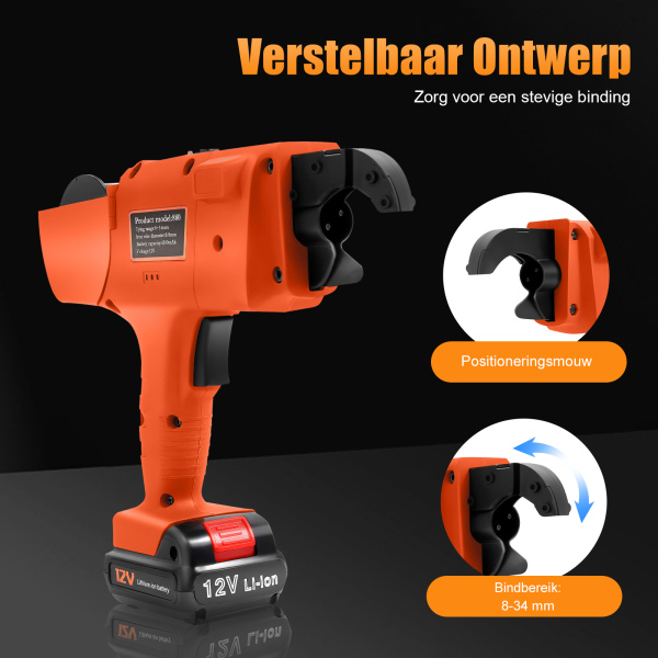 Elektrische bindmachine 8-34 mm Automatische draagbare elektrische bindmachine Legerapparaat Bindgereedschap (oranje)