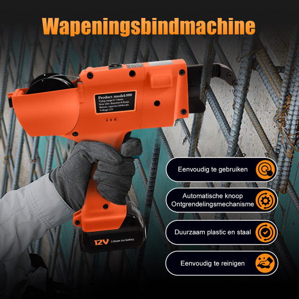 Elektrische bindmachine 8-34 mm Automatische draagbare elektrische bindmachine Legerapparaat Bindgereedschap (oranje)