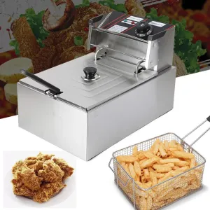 Elektrische RVS friteuse met RVS deksel - 6 l - 2500 W, Perfect voor restaurants, fastfoodstands, snackbars, feestjes