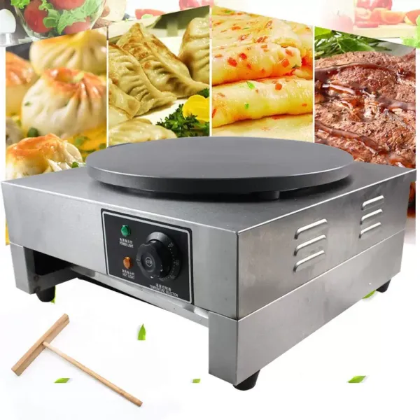 Crêpemachine - 3000 W - Roestvrijstalen antiaanbaklaag - Voor pannenkoeken, pannenkoeken, omeletten, gehemelteham