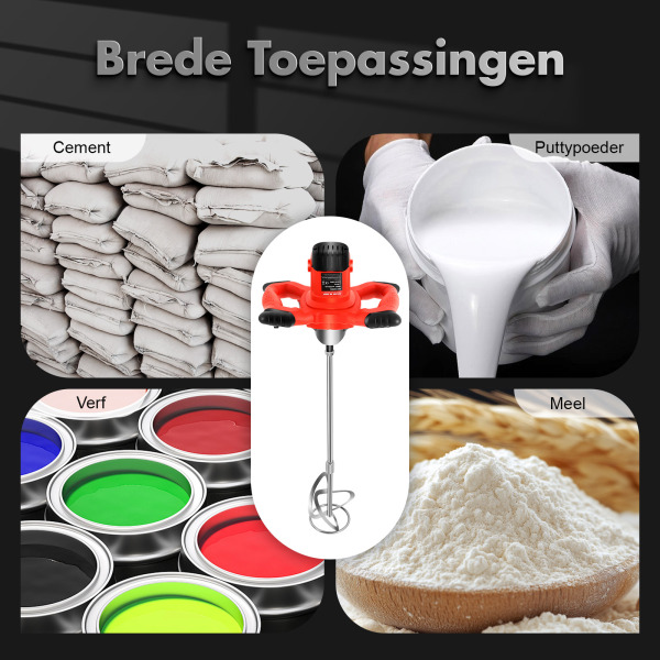Handmatige elektrische cementmixer 1500W 6 snelheden Cementmixer Elektrische mortelmixer Hoge snelheid