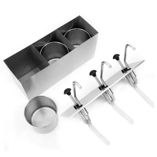 Sausdispenser - 4L × 3 - Roestvrij staal - Voor sojasaus, azijn, ketchup, saus