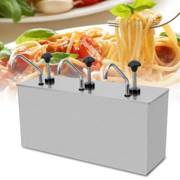 Sausdispenser - 4L × 3 - Roestvrij staal - Voor sojasaus, azijn, ketchup, saus Sausdispenser - 4L × 3 - Roestvrij staal - Voor sojasaus, azijn, ketchup, saus