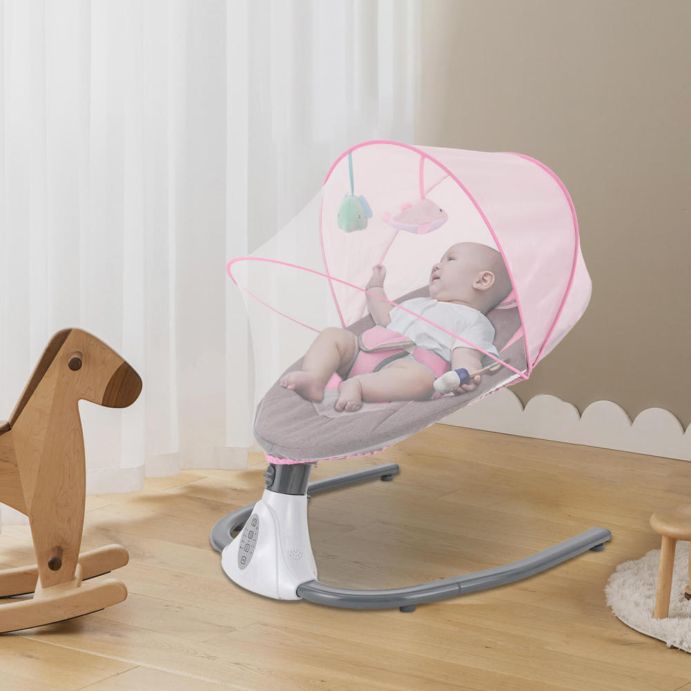 Baby Plus - Wipstoeltje Koax Baby - Schommelwieg - Bluetooth - Comfortabel - Met muziek en speelgoed - Voor baby's van 0 tot 12 maanden - Roze